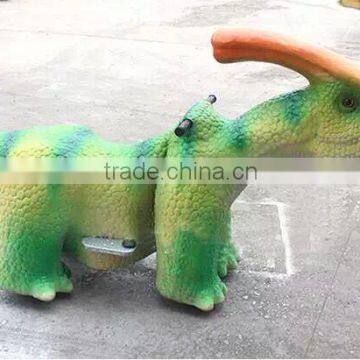 Animated outdoor fiberglass dinosaur sculpture