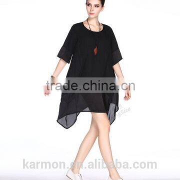 A-line Black Chiffon Dress Plus Size Dress Summer Dress photo-2