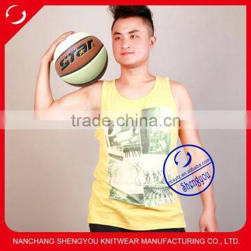 Fashion design custom wholesale printed men sports tank top