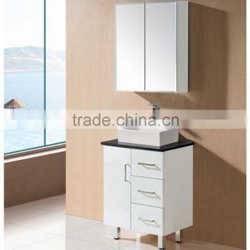 White lacquer semi custom bathroom cabinets