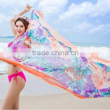 2016 hot selling fashion beach scarf ladies' Imitated silk scarf for bikini wrapped