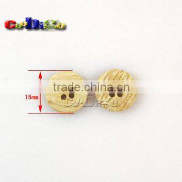 15mm(24L) Dia. Imitation Wood Grain Resin Buttons 2/4 Holes Sewing Craft Accessories For Bag Garment #FLN005-15 Quality Choice photo-3