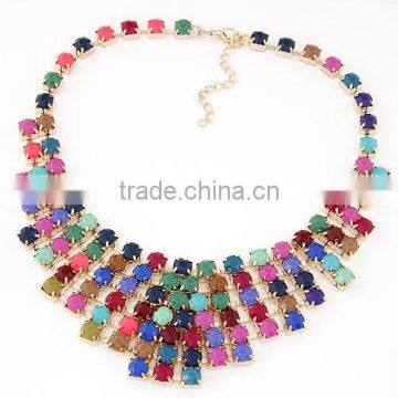 Stock Colorful Beaded Bib Necklace Fan Bib Necklaces Fancy Collar Bib Necklace