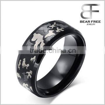 Stainless Steel Men's Finger Rings Camouflage Pattern 8mm