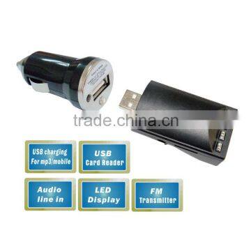 2013 hot sale black Car USB MP3 charger with Radio