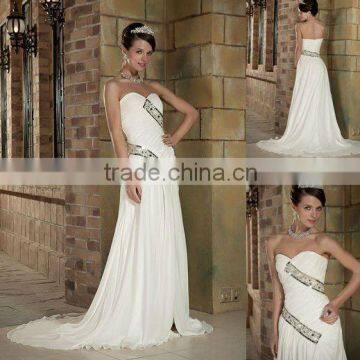 Ivory sweetheart neck chiffon beaded evening dress XYY03-009