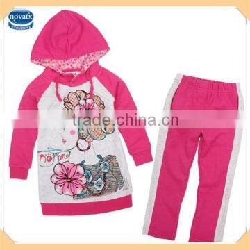 (FG4633) 4-9y Nova children winter clothing sets fashionable baby girls cotton printed clothes sets