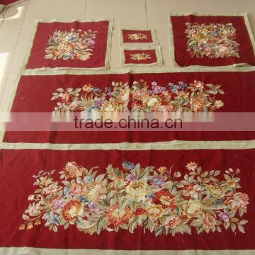 Red scenery polyester embroidery sofa cover set