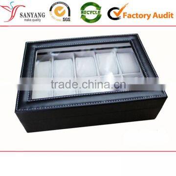 High Quality 10 Packs Clear Window Leather Display Watch Box photo-2