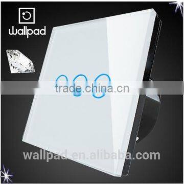 Best Products Wallpad Modern LED Waterproof White Crystal Glass 110~250V 3 Gang 1way Touch Screen Light Control Wall Switch                        
                                                Quality Choice