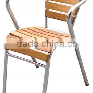 Aluminum arm chair with wood curved malaysia