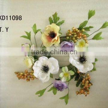 artificial flowers and berry napkin ring