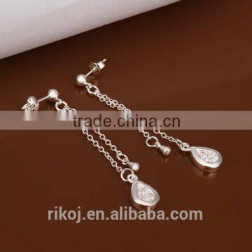 2015 Wholesale 925 Silver Long Chain Floating Locket charms earring