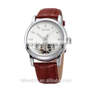 Best Design Fashion Genuine Leather Skeleton Watch Automatic Mechanical Mens photo-3