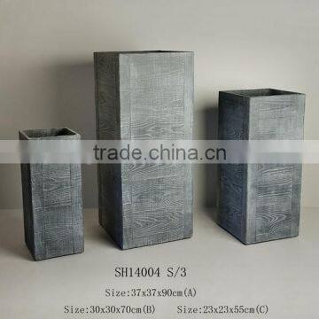 Square tapered fiber cement flower pots, fiber cement garden flower vase