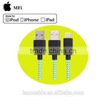 Direct factory supply colorful braided MFi 8 pin cable