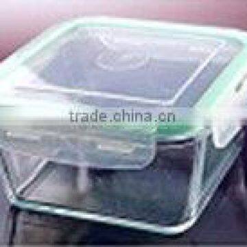 heat resistance rectangular fresh storage glass container