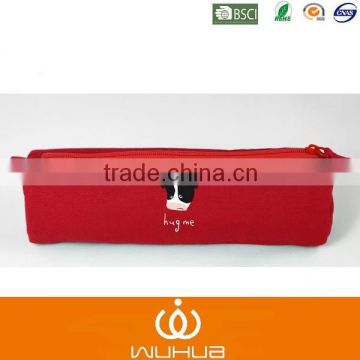 china factory red color canvas plain pen case