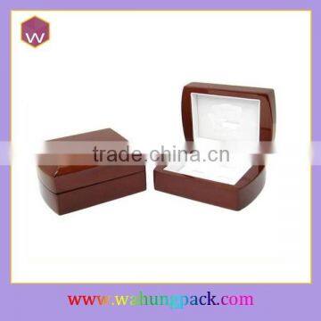 Single Pair of Wooden Box For Cufflink Gift With Quality Brown Glossy Finish