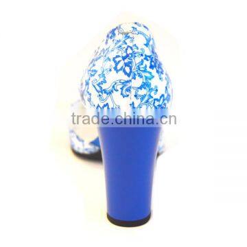 Hot Selling Chinese Ink Painting Pretty Women Dress Shoes Blue and White Porcelain Flower Women Grace Sandals photo-5