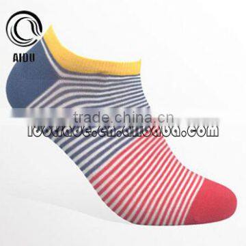 High Quality Wholesale Colorful Yellow Thin Stripe Men Cotton Colored Custom Design Socks Mens Socks Ankle Socks