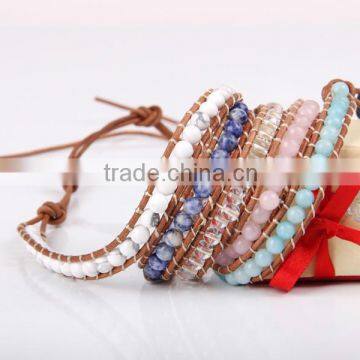 Five Laps the Latest Popular A Turquoise of Agate Powder Natural Stone Bracelet Women photo-3