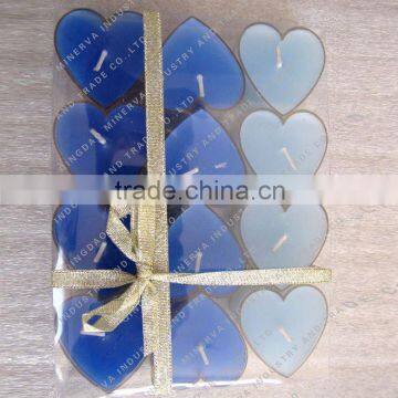 Scented blue tealight heart candle