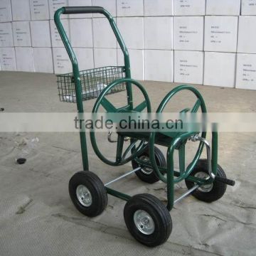 Outdoor 4 wheel metal garden hose reel wagon