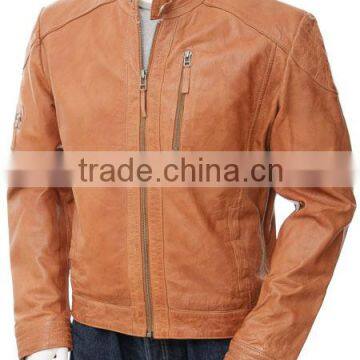 Stock Garment Men's Fashion PU Leather Jacket Cheap Price