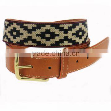 Leather belt man jacquad canvas exporting leather belt newest design