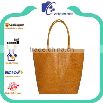 Yellow fake ostrich promotional ladies leather tote bag                        
                                                Quality Choice
                                                    Most Popular