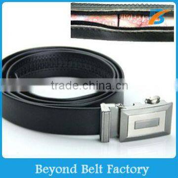Men's Travel Black Genuine Leather Money Belt With Slide Buckle Sizes 32 Through 50 Quality Choice