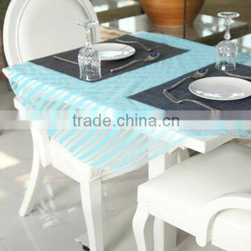 Europe Style Polyester Material Stripe Flower Design Round Tablecloth