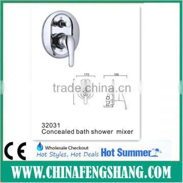 In-wall concealed bath mixer faucet with divertor