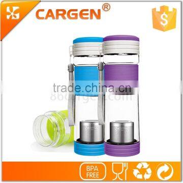 Silicone Sleeve Plastic Sport Tea Strainer Water Bottle photo-4