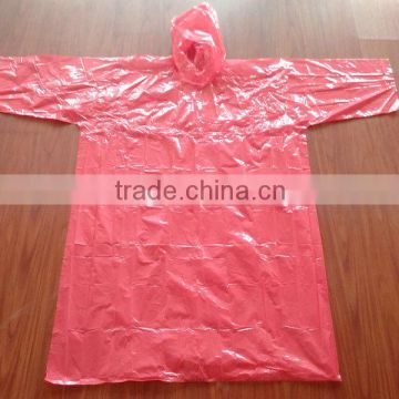 Very high quality disposable plastic raincoat with hood