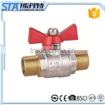 ART.1019 Factory stock brass 1 Inch butterfly water ball valve with butterfly handle male threaded connection CE certificate