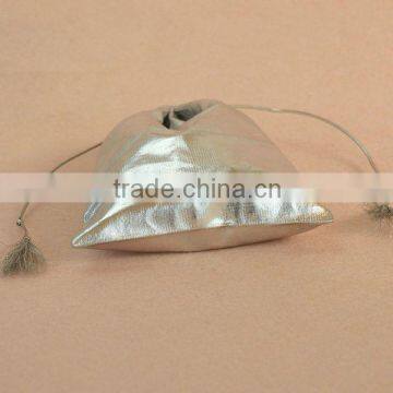 Gold/Silver Metallic Fabric Drawstring Favor Bags Pouch directly from factory