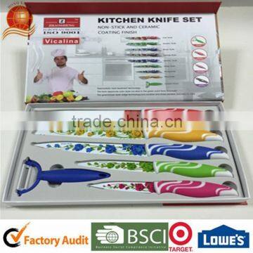 2015 hot sale Non-stick stainess steel kitchen knife with PP handle and gift box