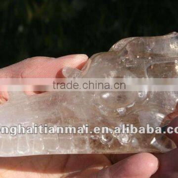 Natural Pink Quartz Rock Crystal Carved Dragon Crystal Skull Crystal Healing,Rainbows