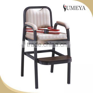 New design modern restaurant aluminum baby dining chair with safety belt