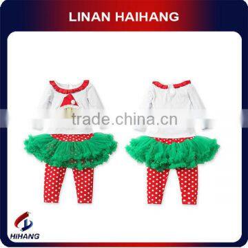 Hot selling polka dot two-piece Santa christmas clothes for infants