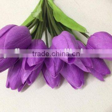 artificial purple tulip bouquet pu 12 head tulip flower fabric flowers for wedding decoration