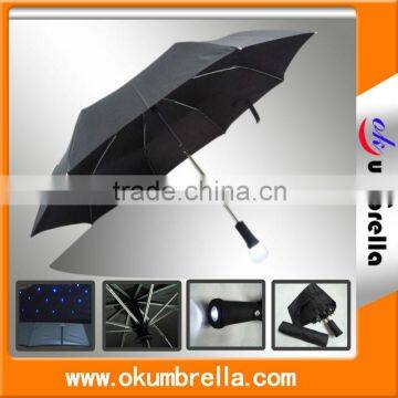 23''*8k new products handle led umbrella black color start light in china