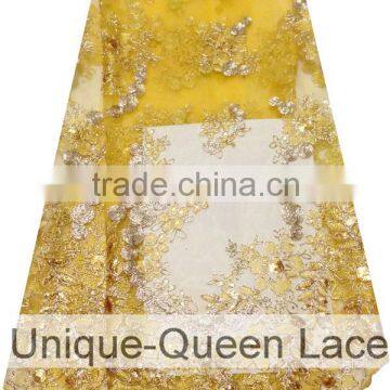 Nigeria Embroidered Tulle Lace Fabric/High Quality Elegant Lace Fabric/ Flower Printed Dress Fabric photo-3