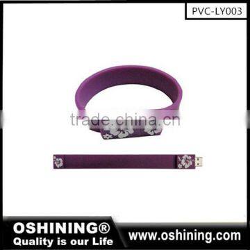 Free LOGO USB 2.0 Bracelet Silicone Real Capacity Usb Stick Cheap Promotional(PVC-LY003)