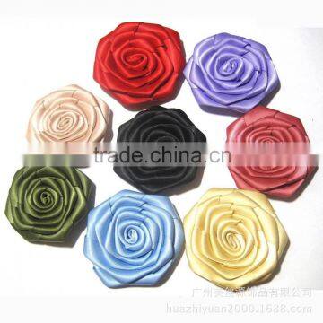 Cloth making rose flower satin ribbon handmade ribbon flowers for sale