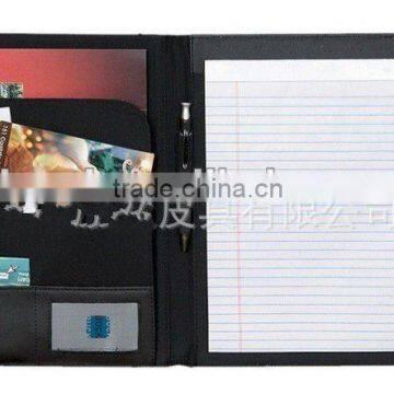 foldable multi-function brown leather business notebook with zipper
