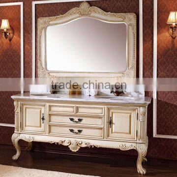 WTS3277 Luxury Euro Style Antique Bathroom Vanity classical Wooden Bathroom Furniture for Villa