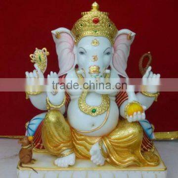 White Marble Ganpati Bappa Mourya Statue